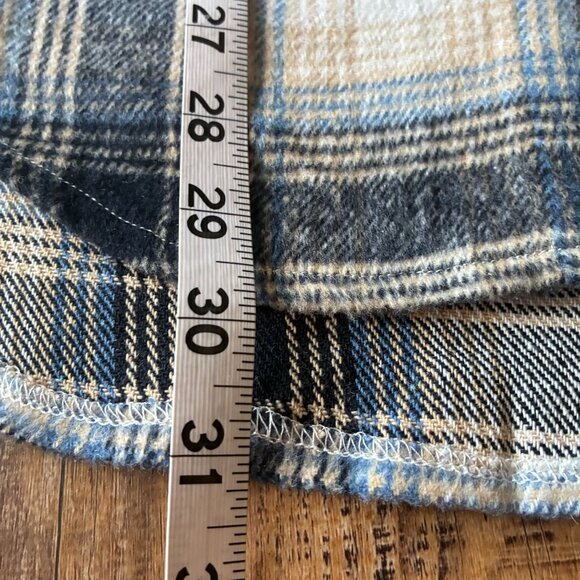*NEW* Haptics Beige & Navy Plaid Fringe Shacket - Small - Western Cowgirl Cabin - Picture 7 of 10